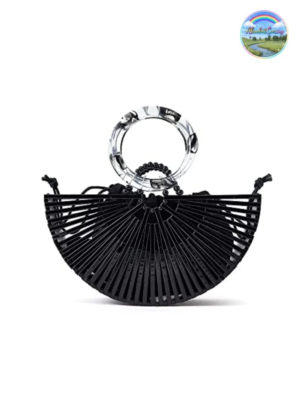 Eco-Friendly Bamboo Tote Bag with Acrylic Handles Summer Beach Purse Handbag